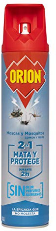 Orion - Insecticida en Aerosol 2en1 Mata y Protege contra Moscas y Mosquitos, Sin olor - 600 ml