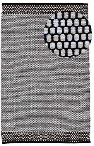 carpetfine Baumwollteppich Kelim Mia Beige 120x170 cm | Moderner Teppich für Wohn- und Schlafzimmer