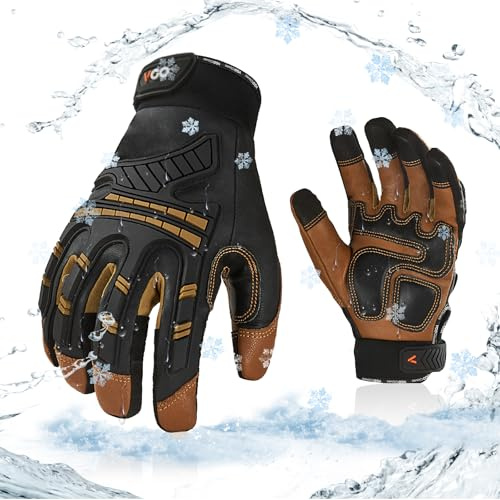 Vgo... Guantes Trabajo Invierno Hombre Touchscreen, Guantes Frío Cálidos para Camioneros Moto Antivibración, 1 par