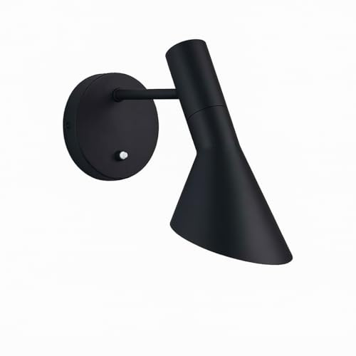 BARCELONA LED Wandleuchte Melisa aus hochwertigem Aluminium in Schwarz, Retro Design Schwenkbarer Lampenschirm, E27 Ideal für Schlafzimmer Nachttisch, Wohnzimmer & Flur, Moderne Innenbeleuchtung