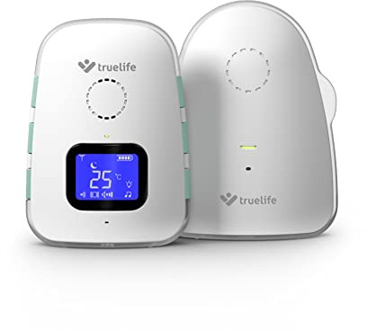 TrueLife NannyTone VM3 Babyphone mit IP67, extra große Reichweite bis zu 800 m und 300 m in bebauten Gebieten, Temperaturwarnung 16-30 °C, kristallklarer Ton, Stromversorgung über Powerbank
