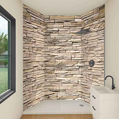 yourplate Duschrückwände individuelle Größe (Klinkerstein Sand) | 3mm Aluminium Verbundplatte, exklusives Design, einfache Montage, geringes Gewicht, fugenlos, wasserdicht, pflegeleicht