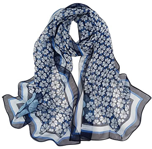 FAIRYGATE Schal Damen Blau Seidentuch Damen Schal Stola Halstuch Sommerschals Farbverlauf Stola Für Abendkleid Festlich Hochzeit Braut Seidenschal Schal Ganzjährig Einheitsgröße A4917