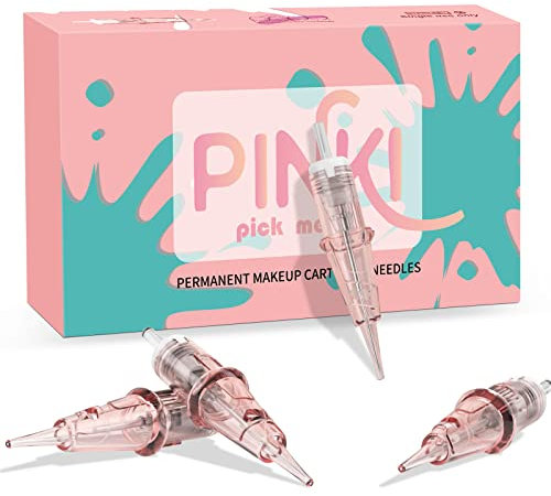 EZ Tattoo Cartridge Nadeln - 20Stück #10 (1RL) Permanent Makeup SMP Round Liner 0.3MM Microblading Haar Kopfhaut Tattoo Nadeln für Tattoo Maschine - PINKI 1001RL