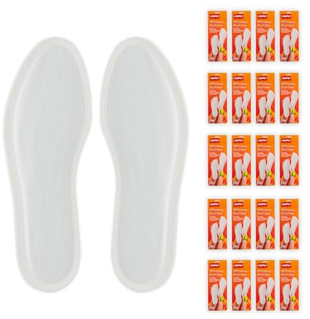 Relaxdays Sohlenwärmer, 20 Paar, Größe XL, Wärmeeinlagen für Schuhe, 8h warme Füße, luftaktiviert, selbstwärmend, weiß