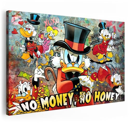 Artmazing | Dagobert Duck Bild bunt | Dagobert Duck Leinwand | Coole Wandbilder Wohnzimmer | Bild Dagobert Duck | S-Art Bilder Dagobert Duck | Bilder Wand | Bild Leinwand XXL | Buntes Poster für Wand