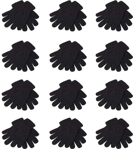 GM Apparel 12 Pairs – Thermal Gloves for Mens, Women’s Unisex Magic Stretch Gloves Mittens – Ideal Winter Spring Wear – Winter Warm – Indoor And Outdoor – One Size – Black