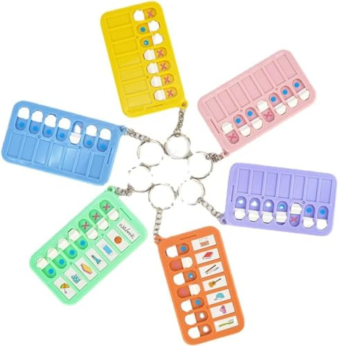 6 porte-clés de calendrier des tâches, tableau de planification des tâches, tableaux de liste de contrôle des notes hebdomadaires quotidiennes avec 18 cartes de liste d'autocollants pour enfants et