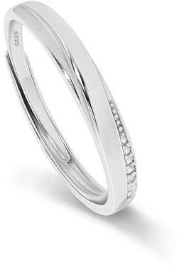 Meissa 2er-Set Paar-Ringe für Herren und Damen, 925 Sterling Silber Breite Eheringe, größenverstellbare Versprechensringe, passendes Paar-Ring-Set