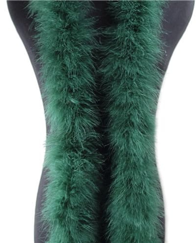 2m Federboa Truthahnfedern Boa,Flauschige Plüsch-Feder Boa Federstola Federschal Federgirlande für Weihnachtsbaum Hochzeit Basteln Burlesque Karneval Party 20er Jahre Kostüm Deko,ca. 40g Dunkelgrün