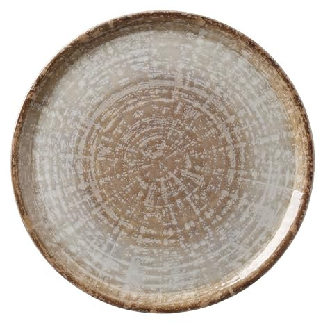 HENDI Assiette à Pizza Ronde en Porcelaine Émaillée avec Motif Pierre Naturelle, Assiette pour Servir la Pizza, Compatible Micro-ondes et Lave-vaisselle, ⌀310mm, Brun/Gris