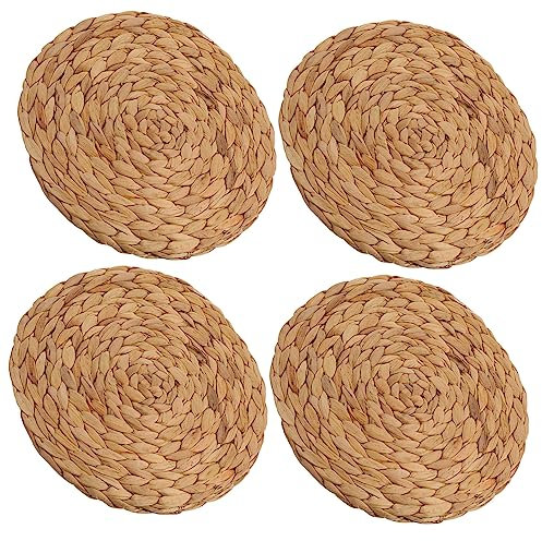 Ciieeo 4piezas Posavasos De Ratán Hechos Mano Aislantes Térmicos y Antideslizantes para Mesa Uso Cocina y Comedor