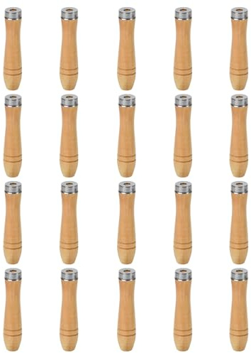 TopHomer 20Stück Holz-Feilengriff, Sicherheits-Feilengriff mit Metall-Sicherheitsringen, Feilenschneidewerkzeug-Griff, langlebiger Ersatz-Feilenschneidegriff für Holzbearbeitungsschreiner (110mm)
