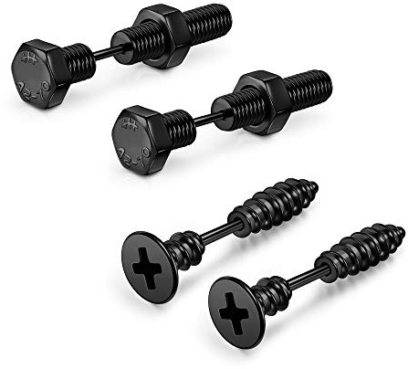 JSDDE 4er Männer Ohrringe Schraube Form 16G Helix Knorpel Piercing Stab Punk Schraube Ohrstecker Ohrpiercing Piercing Schmuck für Herren Männer