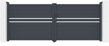 Casanoov Portail battant aluminium 3,5m CIMONE H.140 gris