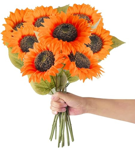 RXKFIGX Decoración de Girasoles Falsos, 8 Girasoles Artificiales
