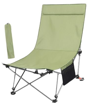 Oshhni Campingstuhl, Klappstuhl, 4-stufig verstellbar, robuster Strandstuhl, Loungesessel für Büro, Mittagspause, Terrasse, Wandern, GrÜn