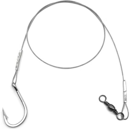 3/0-5/0 Shark Surf Rigs with 20 Inch 49-Strands Steel Leader(120Pound),Deep Sea Hooks for Big Fish (5/0)