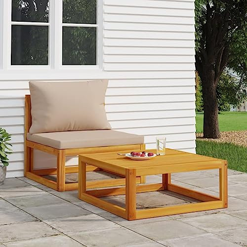 Xichuzi 2-TLG. Garten-Sofa-Set mit Kissen Massivholz Akazie, Gartensofa, Loungemöbel, Balkonmöbel, Outdoor Sofa, Balkon Sofa, Balkon Lounge, Sitzecke Balkon