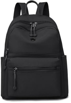 YUESITE Damen Rucksack Wasserdichte Nylon Casual Schultasche Daypack Leichtgewicht Reiserucksack Minirucksack Elegant,leichte Rucksackhandtasche zum Alltag Reise Schule Freizeit Einkaufen Schwarz