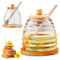 Umllpet Pot de Miel avec Cuillère en Bois, Distributeur de Miel en Verre Scellé, Récipient à Large Ouverture avec Couvercle en Bois d'Acacia, Pot à Miel Étanche