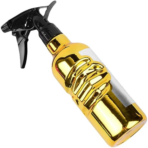 Ipetboom Botella Rociadora De Spray Para Peluquería 1 Unidad Tamaño Mediano Pulverizador De Plástico Dorado Para Cuidado Del Cabello y Riego Salón Profesional