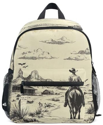 Kinder-Sport-Rucksack für Jungen und Mädchen, wasserdicht, für Kindergarten und Schule, Büchertasche mit Brustgurt, Western-Cowboy-Sporen, Rinderfahrt, Western Cowboy Spurs Cattle Drive, Small