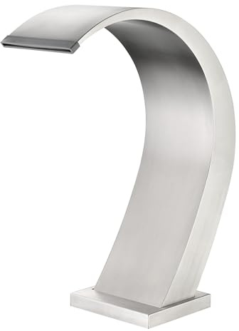 Mice - Cascada de Piscina/Griferia Exterior/Ducha de Cascada para Circuito SPA/Diseño Curvado de Moda para Interiores y Exteriores de Acero INOX S316 / Acero Cepillado