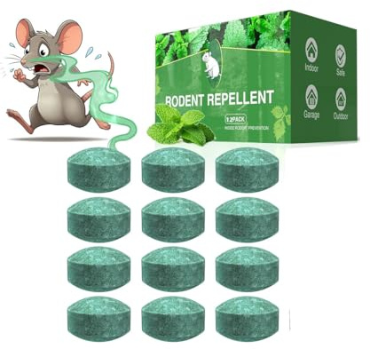 Mouse Rodent Repellent, 12 Pack Peppermint Oil Mouse Repellent Balls for Rats Mice Deterrent, Natural Mice Traps for Indoor Outdoor Use, Keep Rodents Away from Garden and Home, Family & Pet Safe