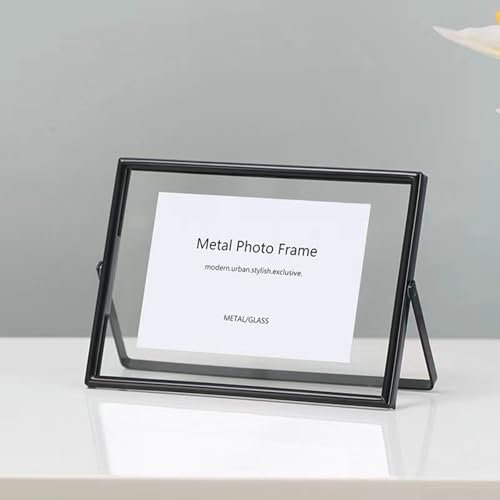 Epinki Fotorahmen Schwarz, Bilderrahmen Horizontal, Quadrat Posterrahmen Tischplatte Metall, Fotogröße 18x18cm