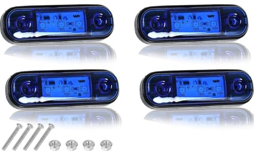 VEQENMOT Blaue seitliche Begrenzungsleuchten mit 3 LEDs, 12 V-24 V, universelle seitliche Blinker, wasserdicht IP65, Begrenzungs- und Positionsleuchten vorne und hinten für LKW, Wohnmobil, Wohnwagen