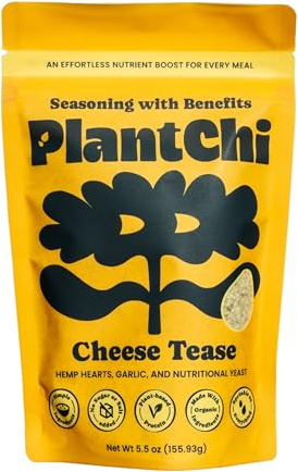 PlantChi Seed Mix Meal Topper & Seasoning, Hemp Hearts, Chia Seeds, Nutritional Yeast, Garlic, Plant-Based Protein, Fiber, and Omega-3 for Salads, Bowls, Veggies, Toast, and Popcorn – Cheese Tease