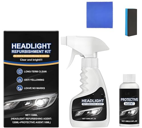 Whimsyard Headlight Restorer, 2025 Upgraded Car Headlight Restoration Kit, Versatile Headlamp Refurbishing Kit, Glass Headlamp Cleaning Spray, Suitable for All Vehicles (1)