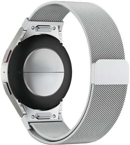 Premium Edelstahl-Magnetband Compatible with Samsung Galaxy Watch FE 7 6 5 4 Band 40mm 44mm/6 Classic 47mm 43mm/4 Classic 42mm 46mm/5 Pro 45mm Band, No-Gap Metallarmband Damen Herren