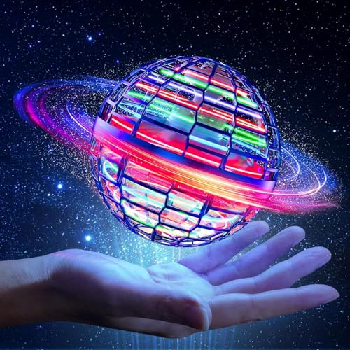 OKKIDY Pelota voladora de Juguete, minidron de Mano con Esfera voladora, Fidget Spinner galáctico, Globo cósmico, bumerán con luz RGB, niños de 6, 7, 8, 9, 10 años o más