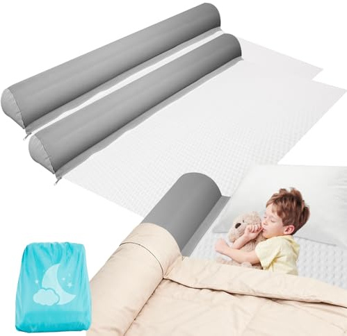 Orifesio 2 Pack Rausfallschutz Bett, Rausfallschutz Aufblasbar mit Handpumpe, Bettkantenschutz Kinderbett, rutschfeste Aufblasbarer Bettgitter Rausfallschutz Reise für Kinder