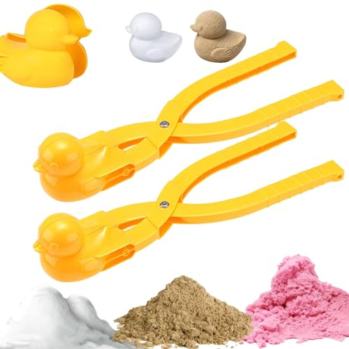Snow Duck Maker, Duck Snowball Maker, Quick Snowball Tool with Long Handle, Outdoor Winter Play Snow Toys, Summer Beach Sand Mold for Boys Girls (2pcs)