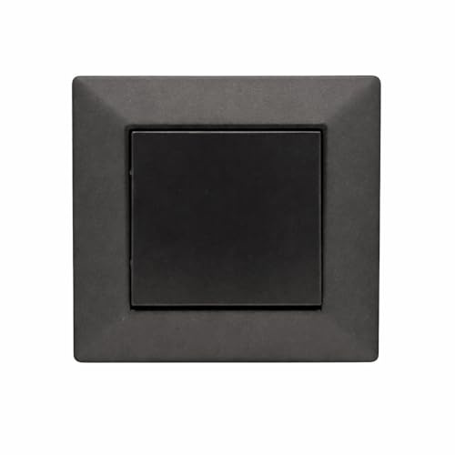 Jandei - Interruptor Conmutador 2 Circuitos, 230V, Decoración Elegante Pared Interior, Fácil de Instalar, Incluye Marco, Tapa y Mecanismo, Policarbonato Color Negro