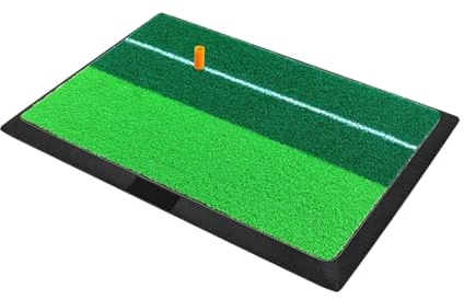Qianly Tapis de Départ de Golf, Tapis D'entraînement, Gazon Artificiel, Tapis de Swing, Base en Caoutchouc, Bicolore, Amortissant Les Chocs, Antidérapant, Ligne Blanche
