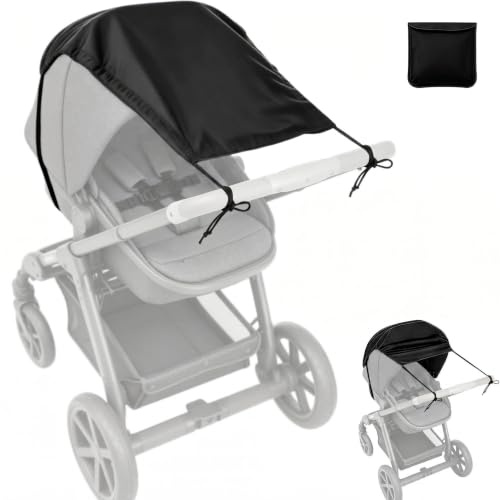 HAGOT Toldo Solar Carrito Bebé, Parasoles para Silla de Paseo Universal, con Ajustable Protección Capota con Correas para Cochecito y Capazo, Negro