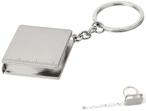 ASISUN Mini måttband nyckelring metall 1,5 m måttband mini infällbar centimeter måttband metrisk skalor måttband nyckelring för konstruktion festgåvor prisväska