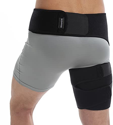 Bodyprox Groin Support Bandage, Adjustable Compression Wrap For Hip, Groin, Hamstring, Thigh, And Sciatic Nerve Pain Relief