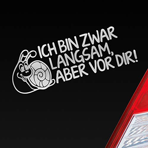 Hellweg Druckerei Ich bin zwar langsam, Aber vor dir! Schnecke Tuning Auto Aufkleber Sticker Heckscheibenaufkleber