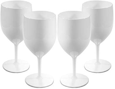 Unbreakable Reusable Polycarbonate Plastic Large White Wine Glasses Set (310ml/11oz to Rim Height 18.8cm, Max Diameter 8.1cm) Realistic Alternative to Glass (4)