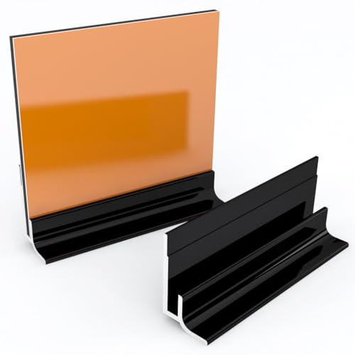 Kerabad Aluminium Profilsystem für 3mm Platten - 2 Meter - Alu-Profil für Duschrückwand Küchenrückwand - Sockelprofil schwarz