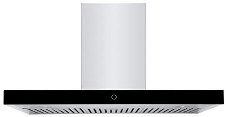Hauslane Wall Mounted Range Hood 36 Inch Wall Mount Kitchen Vent, Stainless Steel, Black Glass Panel, 3 Speed Touch Control, Baffle Filter Vented or Ventless 6 Duct (‎Stainless Steel, WM-739-36 INCH)