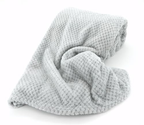 heimtexland ® Kuscheldecke Waffel-Optik Weich Atmungsaktiv Flanell Wohndecke 200x155 Silber Grau Typ647