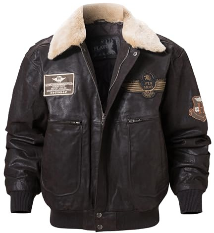 FLAVOR Echtes Lederjacke Herren Luftwaffe Bomber