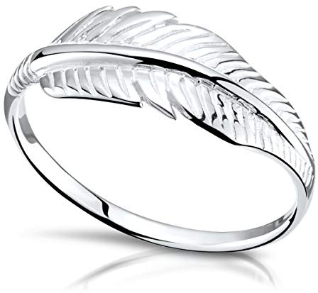 MATERIA Feder Ringe Damen Silber 925 - Silberring Natur Blatt Federn filigran Gr. 51 54 57 59 in Ring-Box