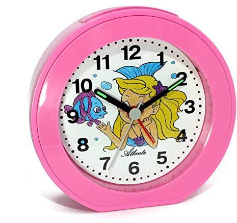 Kinderwecker ohne Ticken Meerjungfrau Rosa Pink Quarz Analog - 1998/17